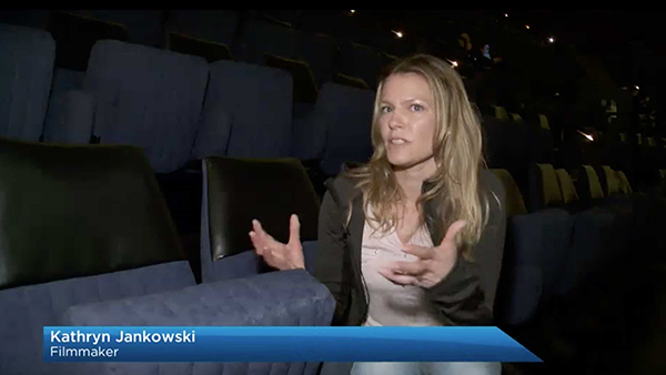 Kathryn Ann Jankowski being interviewed by Paul Johnson at Global News in Vancouver at the Elements International Environmental Film Festival where her film was screened.